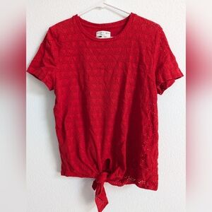 Madewell tie front eyelet blouse
